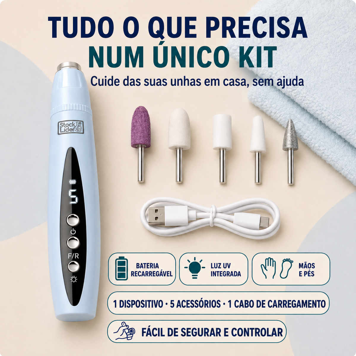 CortaLima Pro™ – Corta-Unhas e Lima Elétrica 5 em 1
