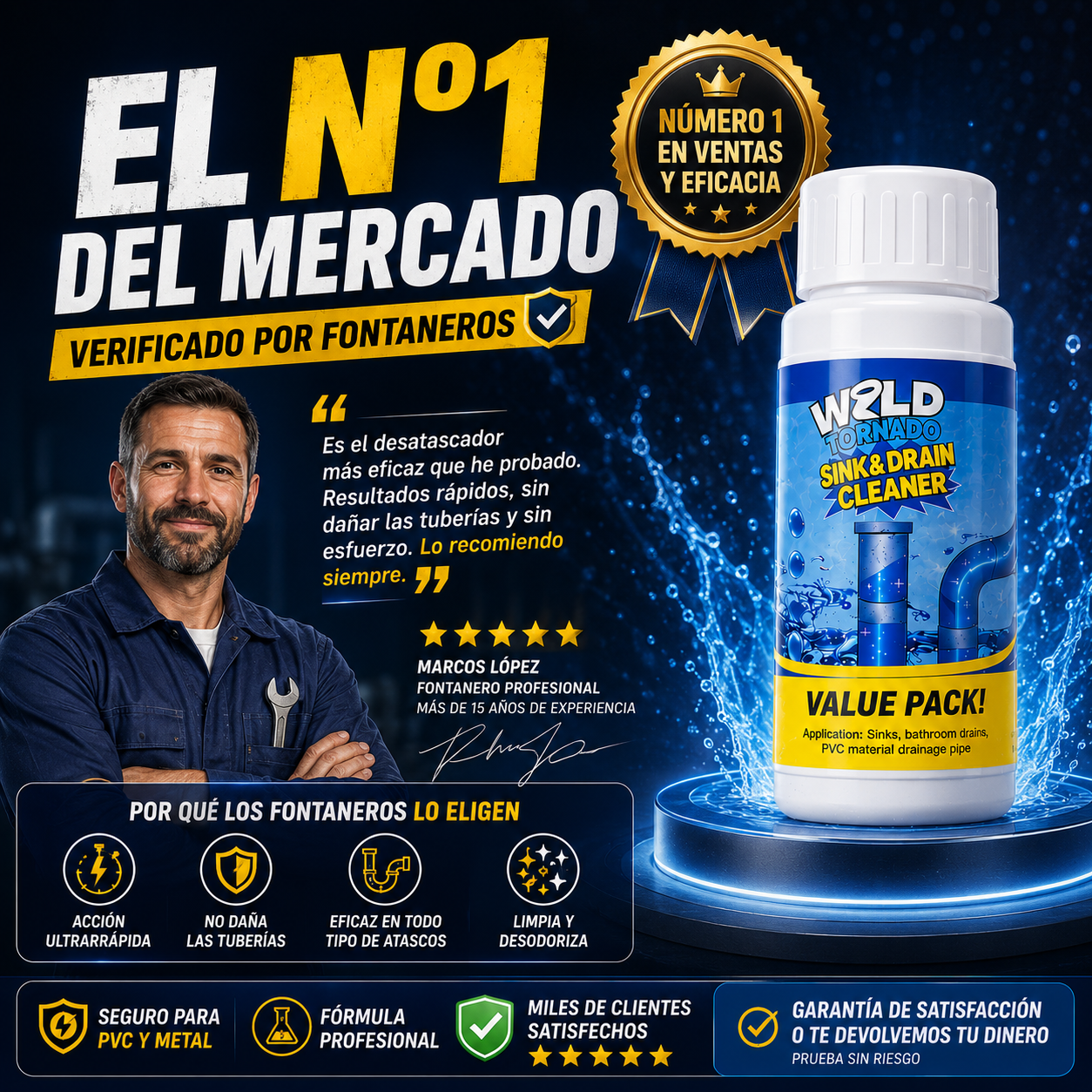Tornado Drain™ | Polvo Desatascador de Tuberías