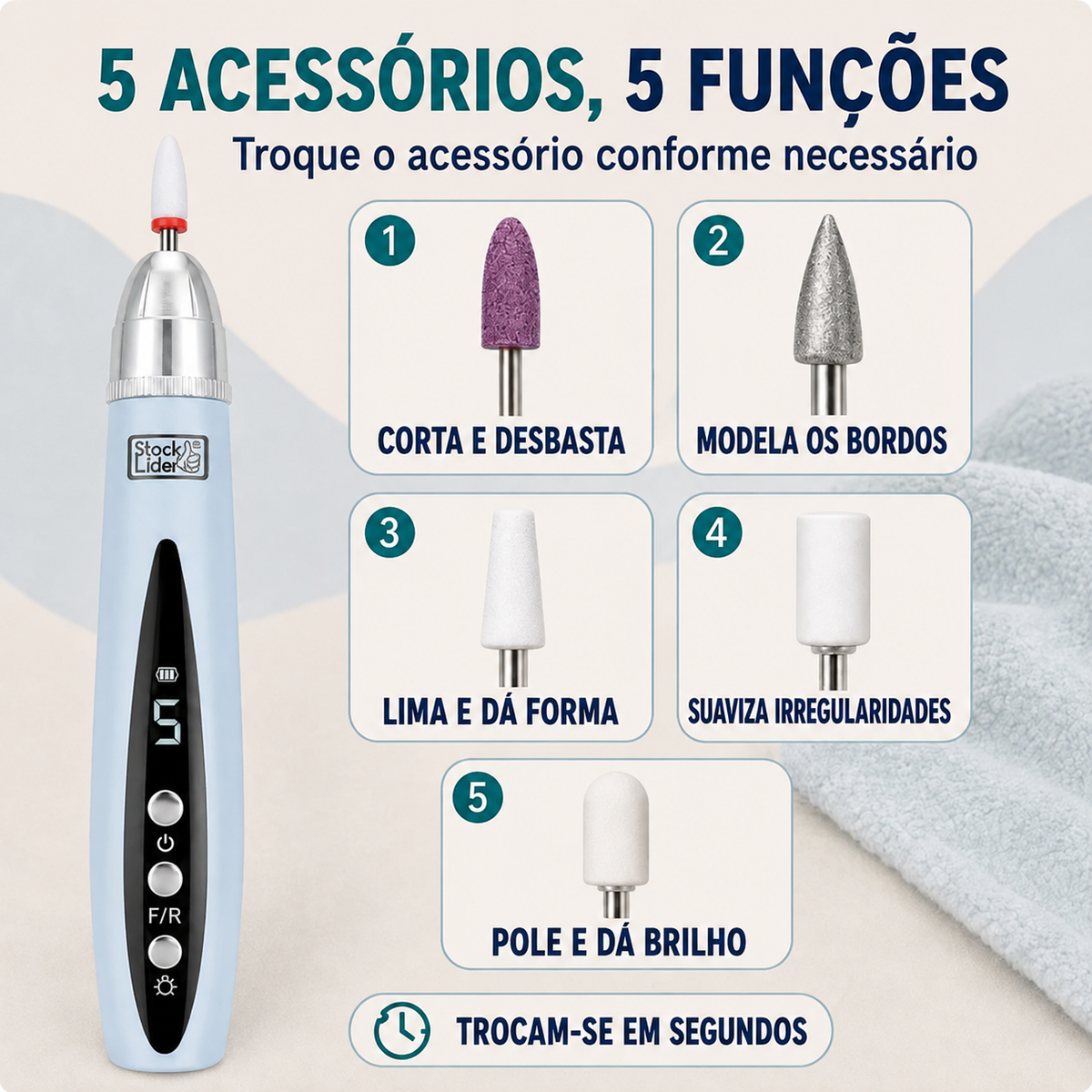 CortaLima Pro™ – Corta-Unhas e Lima Elétrica 5 em 1