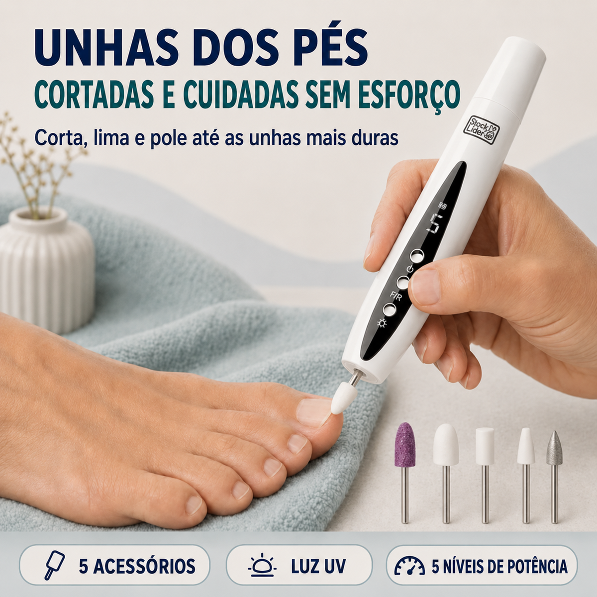 CortaLima Pro™ – Corta-Unhas e Lima Elétrica 5 em 1