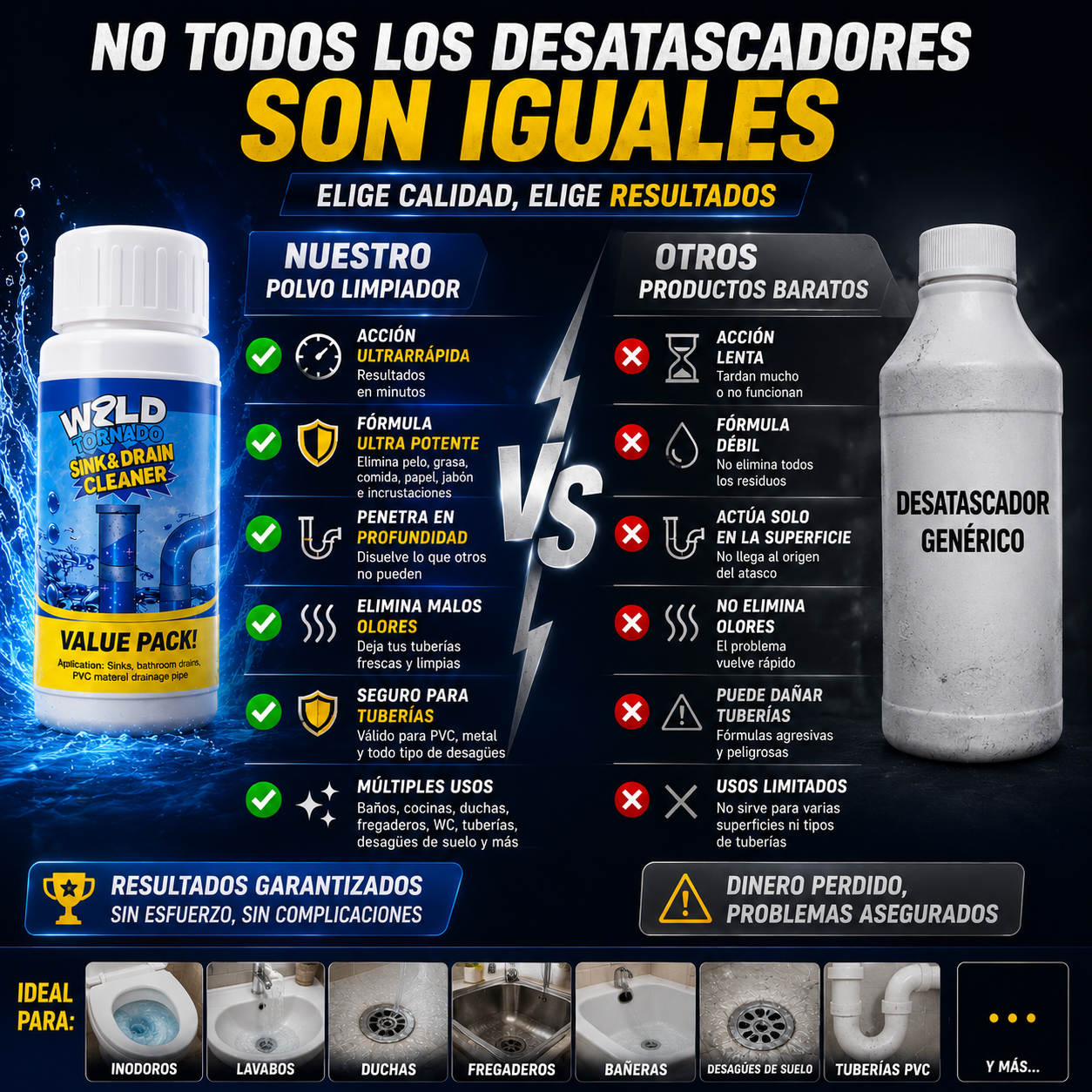 Tornado Drain™ | Polvo Desatascador de Tuberías